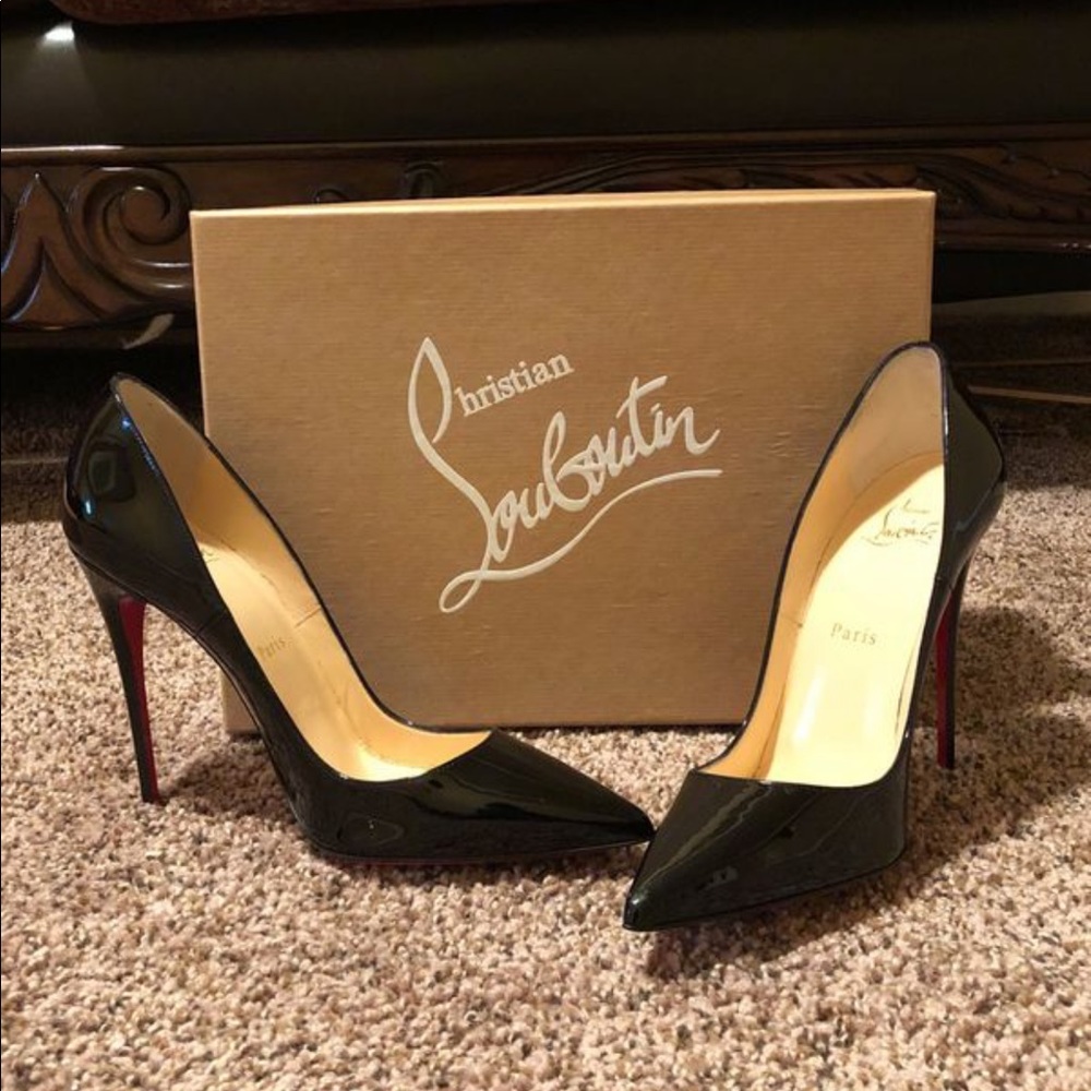 Christian Louboutin Oh So Kate Black Leather 38 7 - Picture 1 of 5